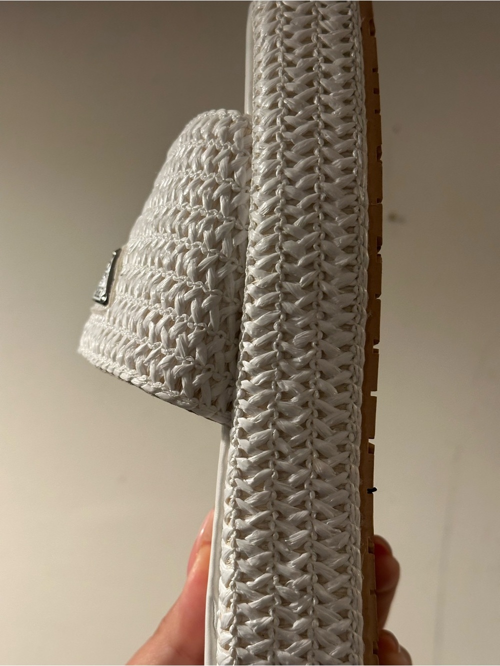 Prada Platform Woven Slide Sandals with Logo - Picture 3 of 6